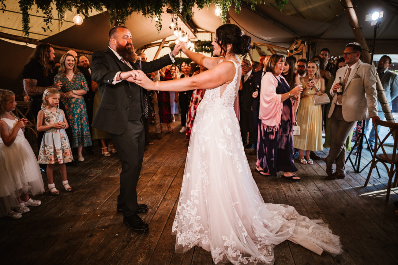 Rylands Farmhouse Wedding 40 First dance at Rylands farmhouse