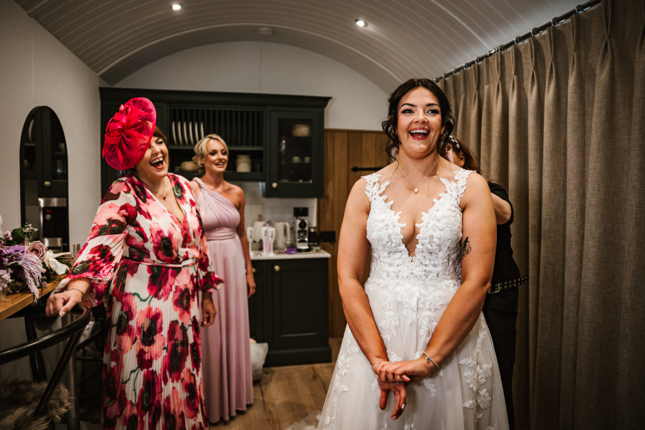 Rylands Farmhouse Wedding 10 Bride ready in her wedding dress