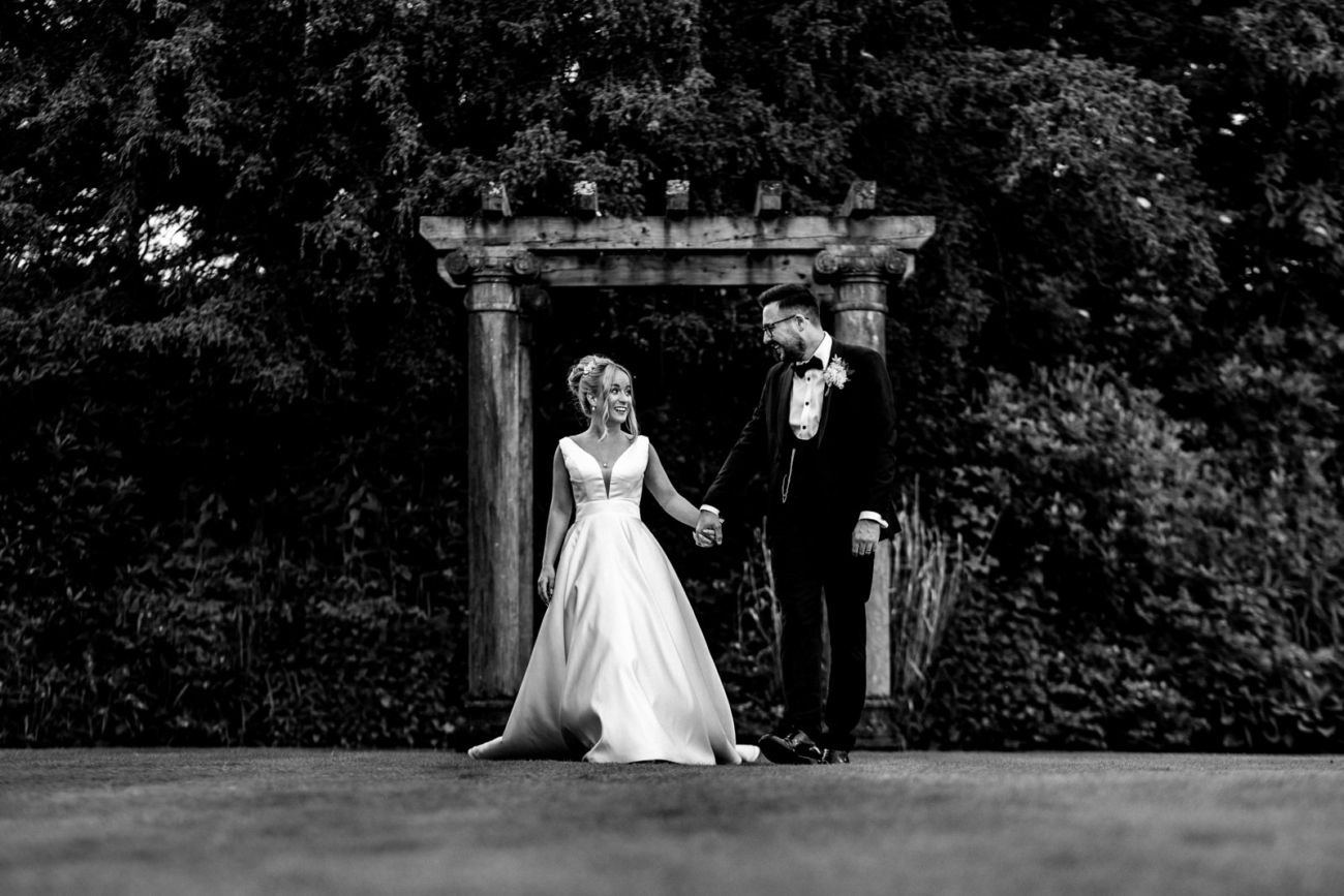 Bride and groom walking
