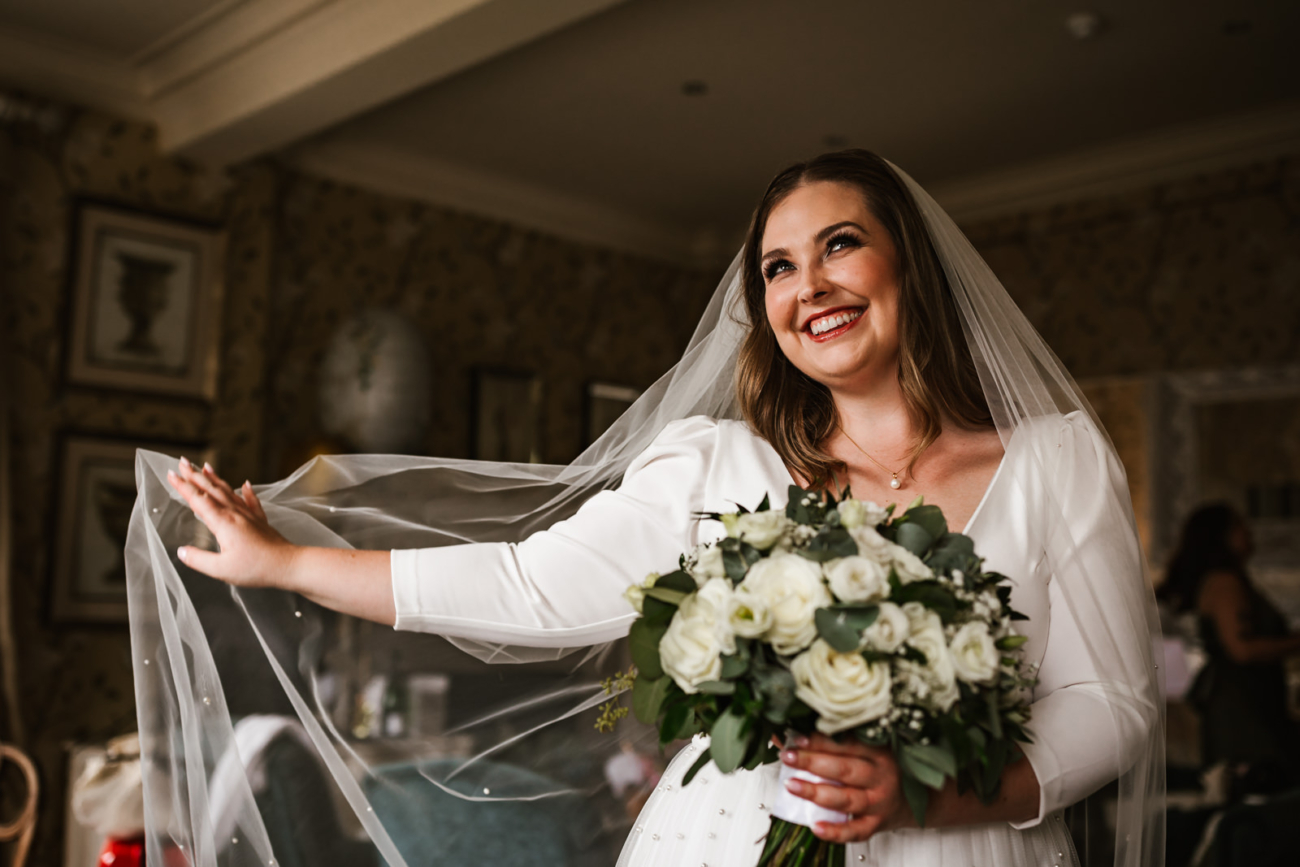 Bride in her wedding dress